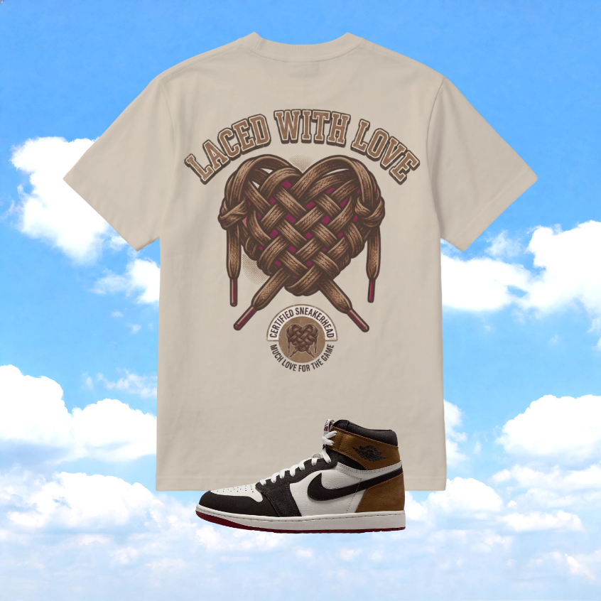 Shirt to Match Love Letter 1s | Sand Certified Sneakerhead Match Tee | Retro 1 High Streetwear Graphic | Front & Back Print Gift