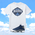 Shirt to Match Flint 13s | Sneakerhead World Champion White Match Tee | Jordan 13 Navy Streetwear Graphic | Sneaker Gift