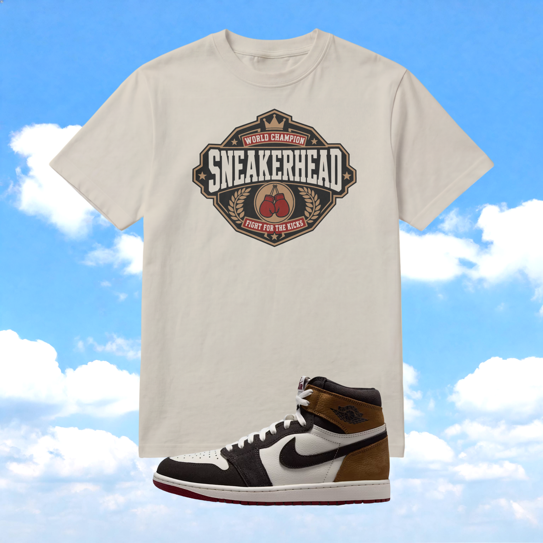 Shirt to Match Love Letter 1s | Sneakerhead World Champion Natural Match Tee | Retro 1 High Streetwear Graphic | Sneaker Gift