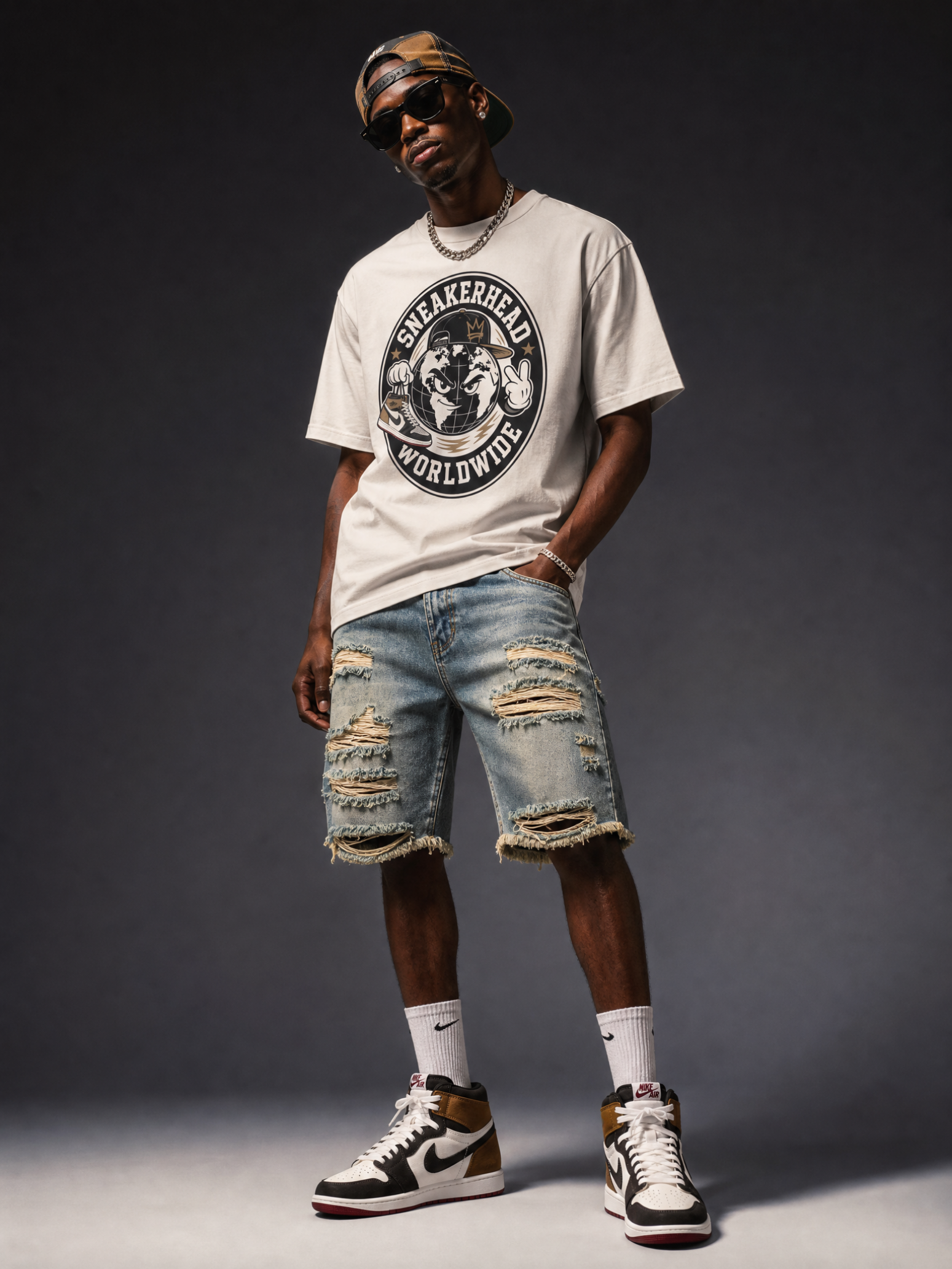 Shirt to Match Love Letter 1s | Sneakerhead Worldwide Cream Match Tee | Retro 1 High Streetwear Graphic | Sneakerhead Gift